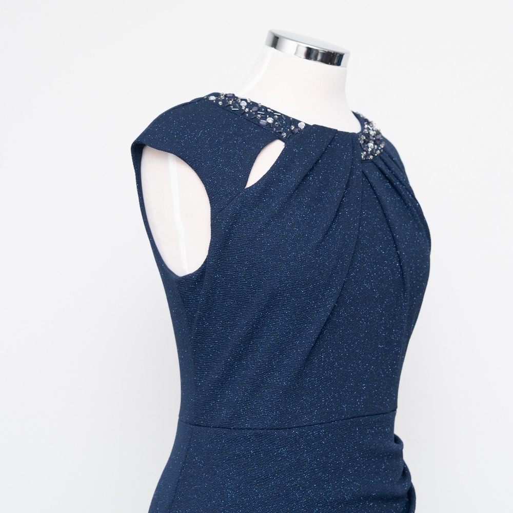 SLNY‎ - Beaded Neckline Faux Wrap Gown - Picture 12 of 14